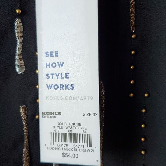 Apt. 9 womans black, plus size, summer dress, 3x - Picture 3 of 7